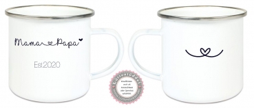 Preview: ♥ Becher Tasse Emaillebecher personalisiert MaMa PaPa, Einschulung KITA Dankeschön, Muttertag, Vatertag Abschied, Jubiläum, Geschenk, von Lüttentüddel
